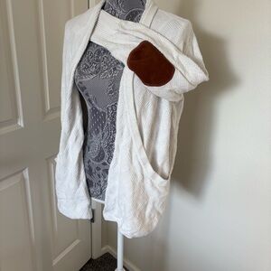Coastal Cardigan with Brown Elbow Patches